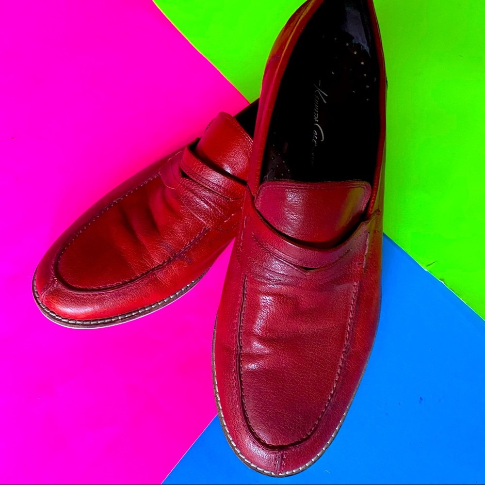 Kenneth Cole red leather loafers